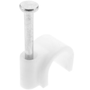 Abrazadera de clavo para cable redondo 8 mm paquete de 10 unidades blanco