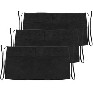 Delantal de camarero 60 x 30 cm negro de cintura corto con 3 bolsillos 3-pack