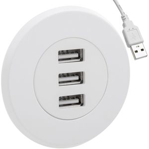 Concentrador de 3 puertos USB 2.0 para escritorio blanco