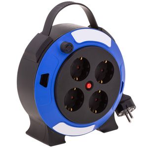 Alargo enrollacable con protector térmico de 4 Schuko 5m