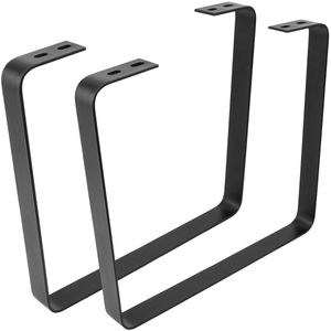 Pies rectangulares para mesita y banqueta. Patas en acero negro 480 x 45 x 420 mm 2-pack