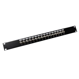 Patch panel de 16 puertos BNC hembra para rack 19"