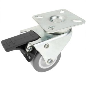 Rueda doble pivotante industrial de PU y PVC gris con freno 50 mm