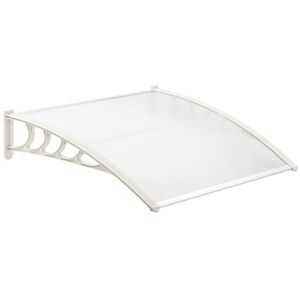 Tejadillo de protección 150x90 cm transparente. Marquesina para puertas y ventanas con soporte blanco