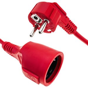 Prolongador de cable eléctrico schuko macho a hembra de 2 m rojo