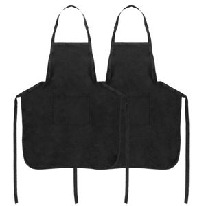 Delantal de camarero 62 x 74 cm negro con 2 bolsillos 2-pack