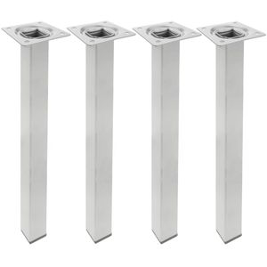 Pies cuadrados para mesa y mueble. Patas en acero gris de 40cm 4-pack