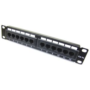 Patch panel 10" para armario rack 12-Port RJ45 Cat.5e UTP 1U