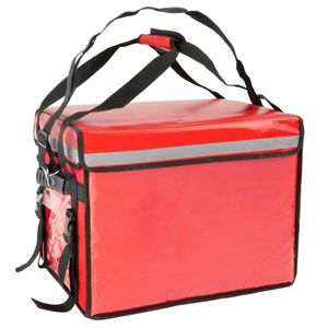 Bolsa isotérmica para entrega de pedidos de comida en moto y bicicleta roja 50 x 39 x 39 cm.
