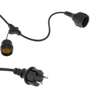 Guirnalda de 20 bombillas luces con casquillo E27 exterior IP44 cable eléctrico de 10m extensible