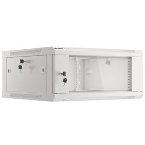 Armario Rack mural 19" 4U F600 600x600x277mm pared desmontado DIY blanco Lanberg