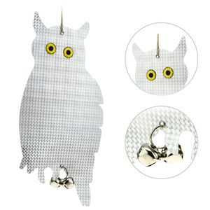 Ahuyentador de aves Repelente de pájaros y plagas Espantapájaros tipo búho reflectante y cascabeles