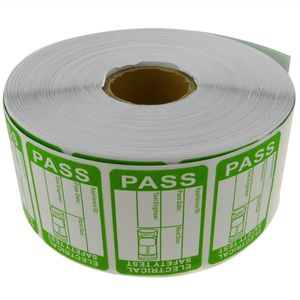 Rollo bobina de 1000 etiquetas adhesivas test de seguridad eléctrica 38x25mm
