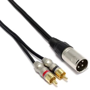 Cable de audio estéreo XLR 3-pin macho a RCA macho de 3 metros