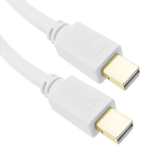 Cable mini Displayport MiniDP 1080p FullHD para audio y vídeo digital de 2m blanco