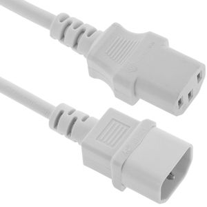 Cable de alimentación eléctrico IEC-60320 blanco C13-C14 3 m