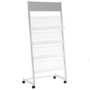 Expositor portafolletos 64 x 35 x 125 cm con 5 compartimentos para folletos y revistas