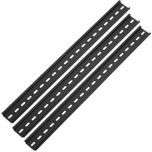 Pack de 3 carriles DIN color negro de 400mm perforado raíl de 25x5mm