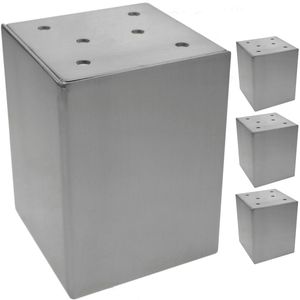 Pies cúbicos para mesa y mueble. Patas en acero inoxidable de 10cm 4-pack