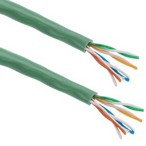 Bobina de cable de red ethernet Cat. 5e UTP CCA de 100 m rígido de color verde