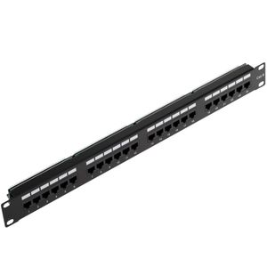 Patch panel de 24 RJ45 Cat.6 UTP 1U negro