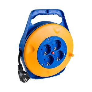 Enrollacables eléctrico de 4 schuko 2P+T 16A 230V de 10m Solera 7412/1