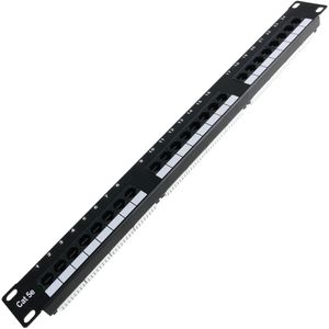 Patch panel de 24 RJ45 Cat.5e UTP 1U negro