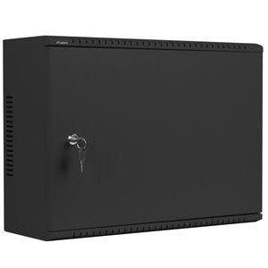 Rack19 mural 4U vertical y 3U horizontal con DIN F200 540x200x400 puerta metálica color negro Lanberg