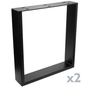 Pies rectangulares para mesita y banqueta Patas en acero negro 400 x 80 x 430 mm 2-pack
