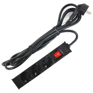 Regleta de enchufes rack 10" de 3 schuko con interruptor de RackMatic