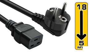 Cable de alimentación Schuko Macho - SFO IEC C19 Negro - 5 m