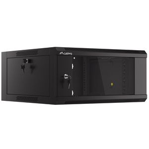 Armario Rack mural 19" 4U F600 570x600x277mm pared desmontado DIY negro Lanberg