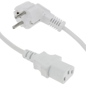 Cable de alimentación eléctrico IEC-60320 blanco C13 Schuko macho 5 m