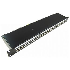Patch panel rack 24 RJ45 Cat.6 FTP 1U negro
