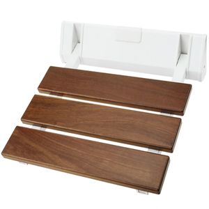 Asiento de ducha abatible. Silla plegable para ancianos de madera tropical y aluminio 320x328mm