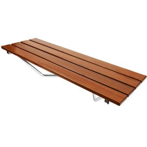 Asiento de ducha abatible. Silla plegable para ancianos de madera tropical y aluminio 900x338mm