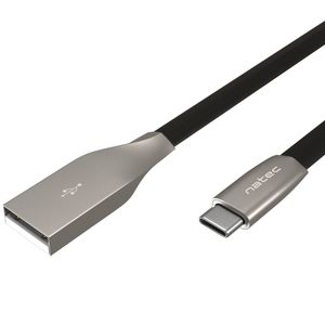 Cable USB-C macho a USB-A macho 2.0 de 1 metro negro metal Natec Prati NKA-1954