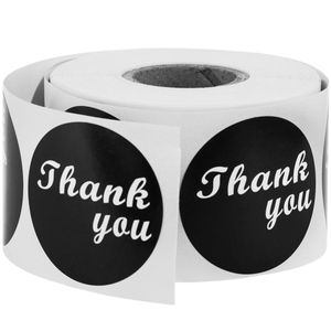 Etiqueta adhesiva redonda de 38 mm color negro 'Thank You'