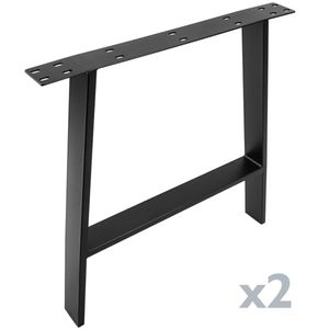 Pies rectangulares para mesa. Patas en acero negro 695 x 85 x 720 mm 2-pack