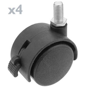 Rueda pivotante de nailon con freno 40 mm M6 4 pack