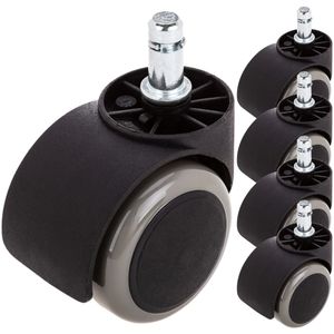 Rueda pivotante de nailon y PVC gris sin freno 50mm M10 5 pack
