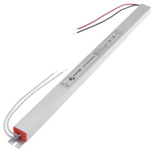 Fuente de alimentación plana de superficie para LED. Transformador eléctrico industrial 12VDC 5A. Tamaño 18 x 352 x 15 mm