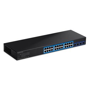 Switch PoE 10/100/1000 Mbps IEEE802.3ae/ad 24 puertos y 4 SFP+ para rack 19"