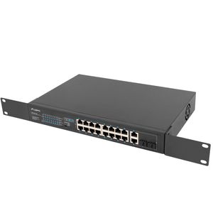 Switch Lanberg RSFE-16P-2C-150 100Mbps para rack de 19” de 18 puertos (16 POE y 2 Gigabit)