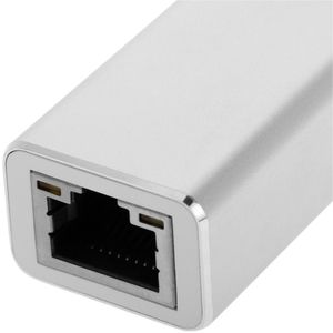 Conversor de USB-C 3.0 a 3xUSB 3.0 y Ethernet RJ45 color plata