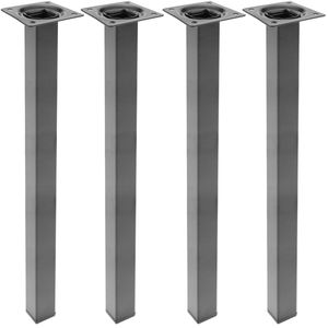 Pies cuadrados para mesa y mueble. Patas en acero negras de 75cm 4-pack