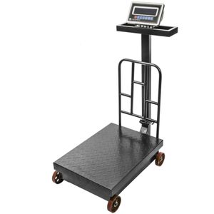 Balanza industrial de plataforma 45x60 cm báscula 500 Kg con ruedas