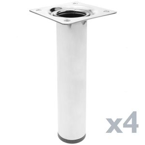 Pies redondos para mesa y mueble. Patas en acero cromado de 25cm 4-pack