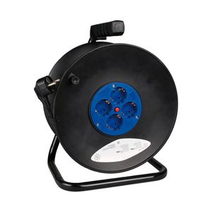 Enrollacables eléctrico de 4 schuko 2P+T 16A 230V de 50m Solera 7427/2