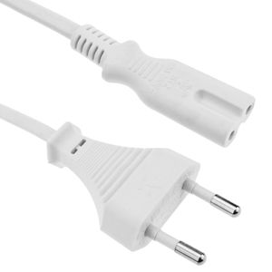 Cable de Alimentación eléctrico IEC-60320 C7 hembra a enchufe bipolar macho de 1,5m blanco